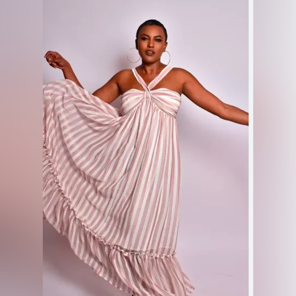 Striped halter maxi dress size Medium